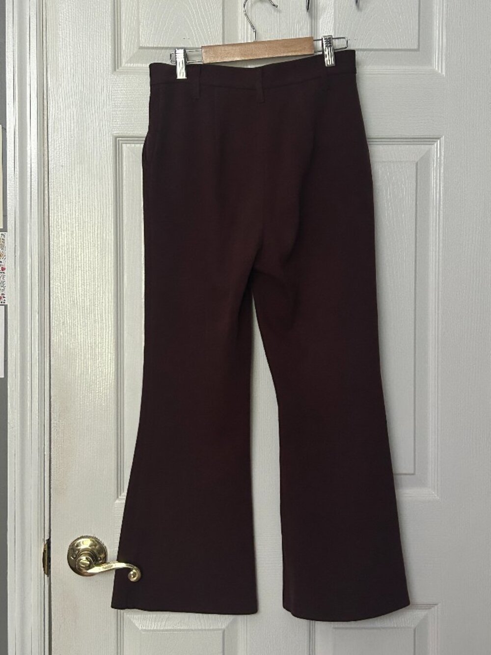 Urban Outfitters Dark Brown Ponte Flare Pants Women's Small Petite Dark Academia - Picture 2 of 11